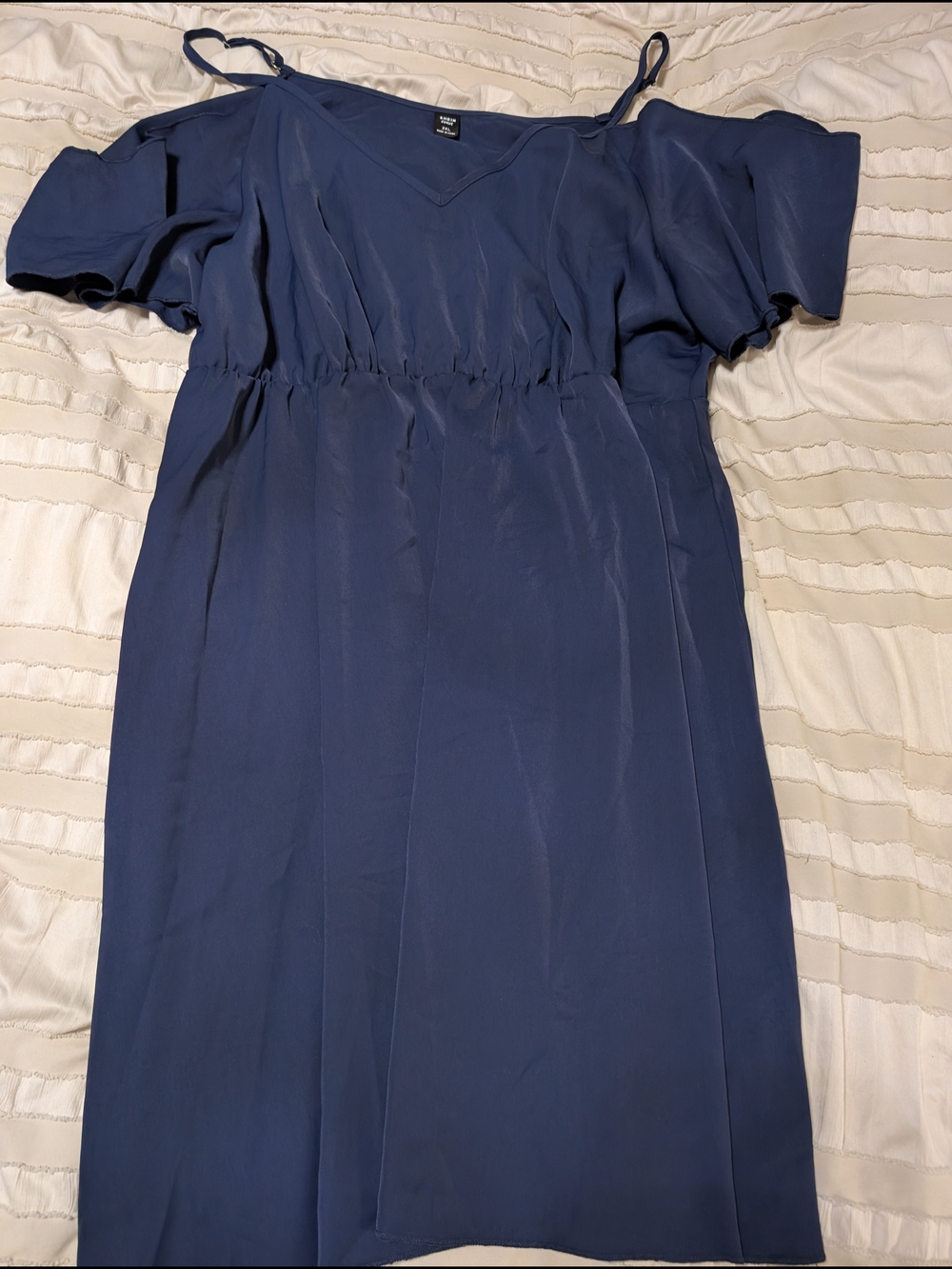 SHEIN Navy Blue Cold-Shoulder Midi Dress